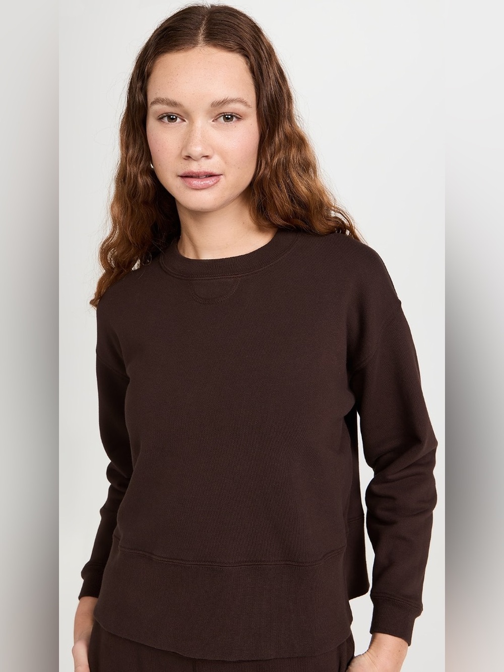 THE GREAT. The League Sweatshirt 100% cotton Driftwood chocolate brown 3 large
